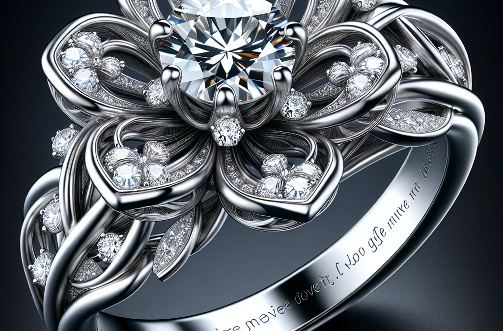 What are creative design ideas for a diamond engagement ring with a flower motif?
