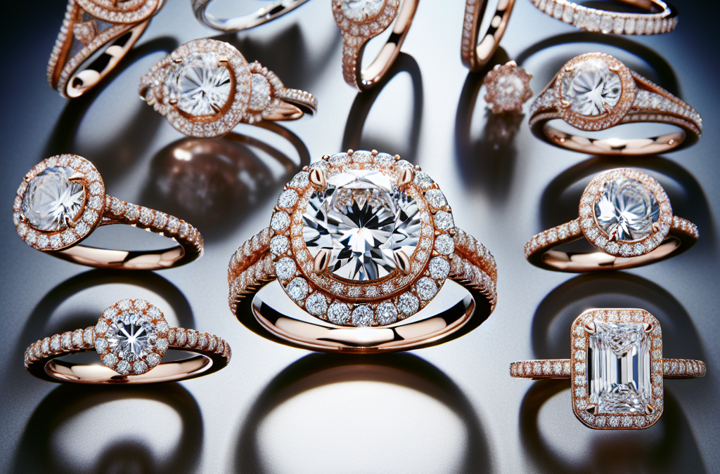 What are design ideas for rose gold engagement rings with diamonds?