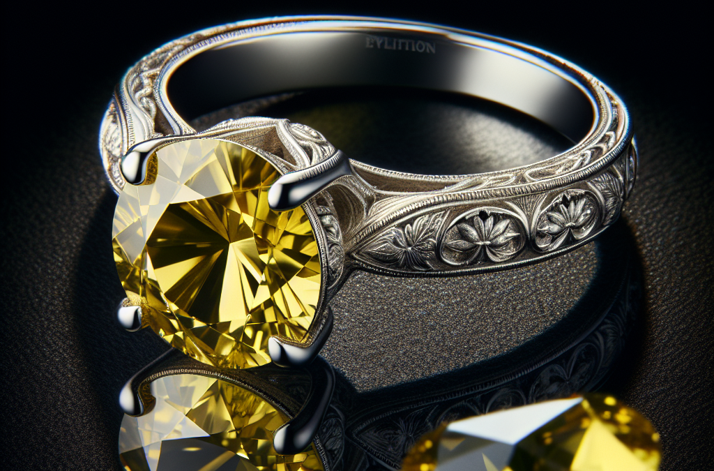 What makes engagement rings with yellow diamonds visually striking?