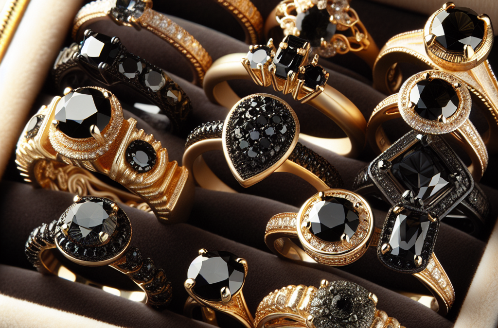 What are black diamond gold engagement rings?