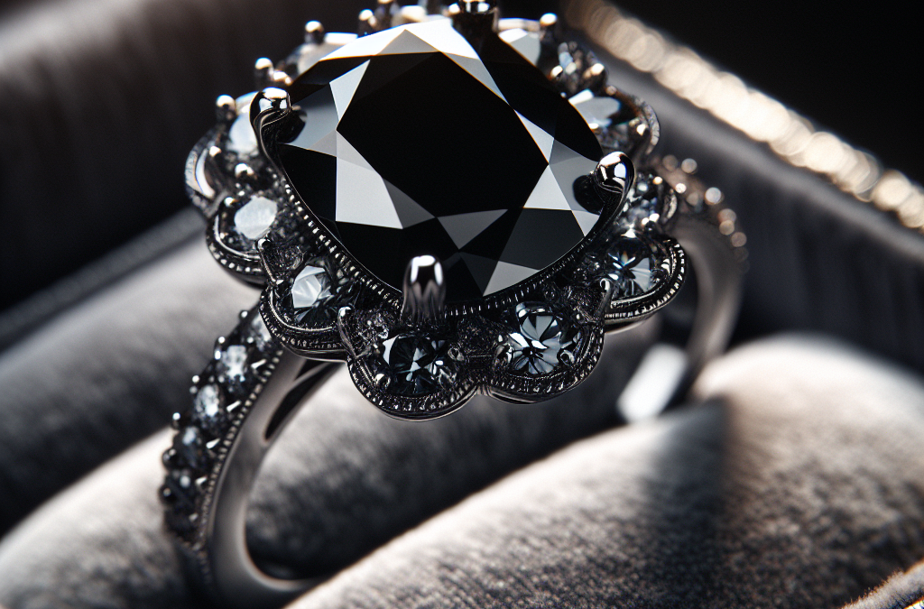 What is a black diamond halo engagement ring?