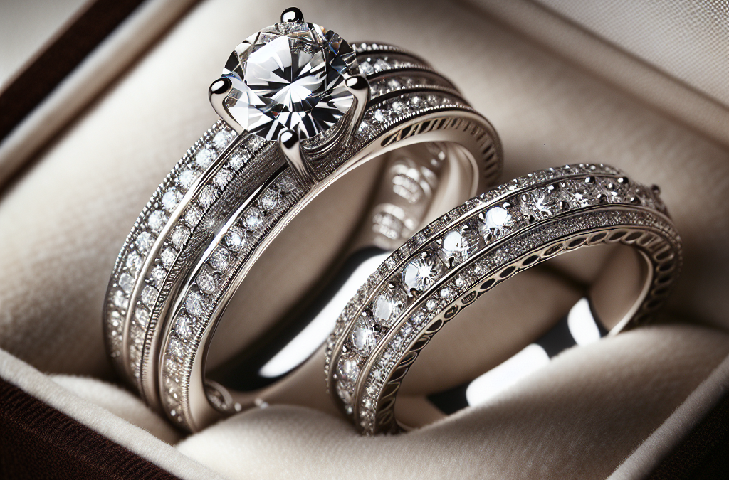How are diamond engagement rings paired with matching wedding bands?