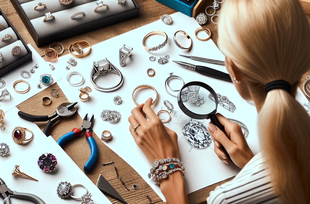 How do jewelers design diamond engagement rings with coordinating bands?