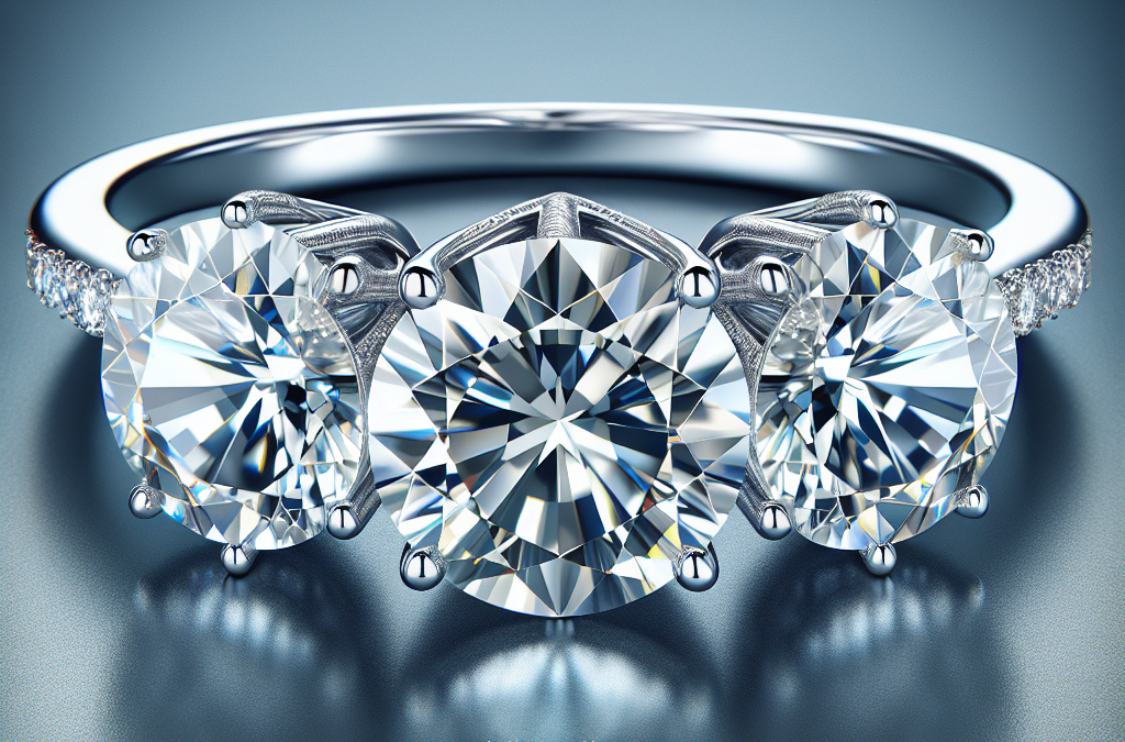 How do three-stone engagement rings look with lab grown diamonds?