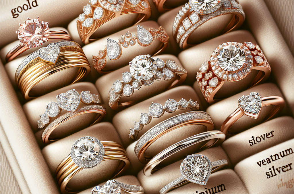 What metals are popular for engagement rings and diamond bands?