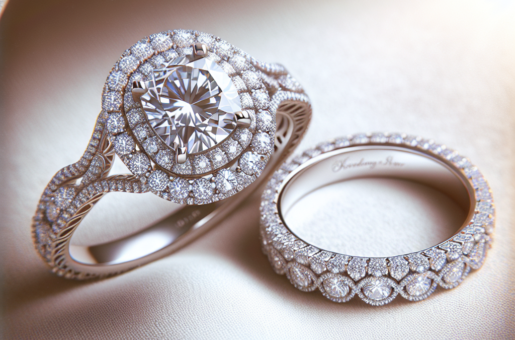 Why are halo engagement rings often sold with diamond wedding bands?