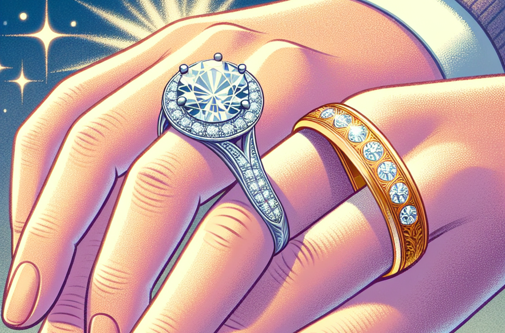 Why are wedding bands often worn with engagement rings?