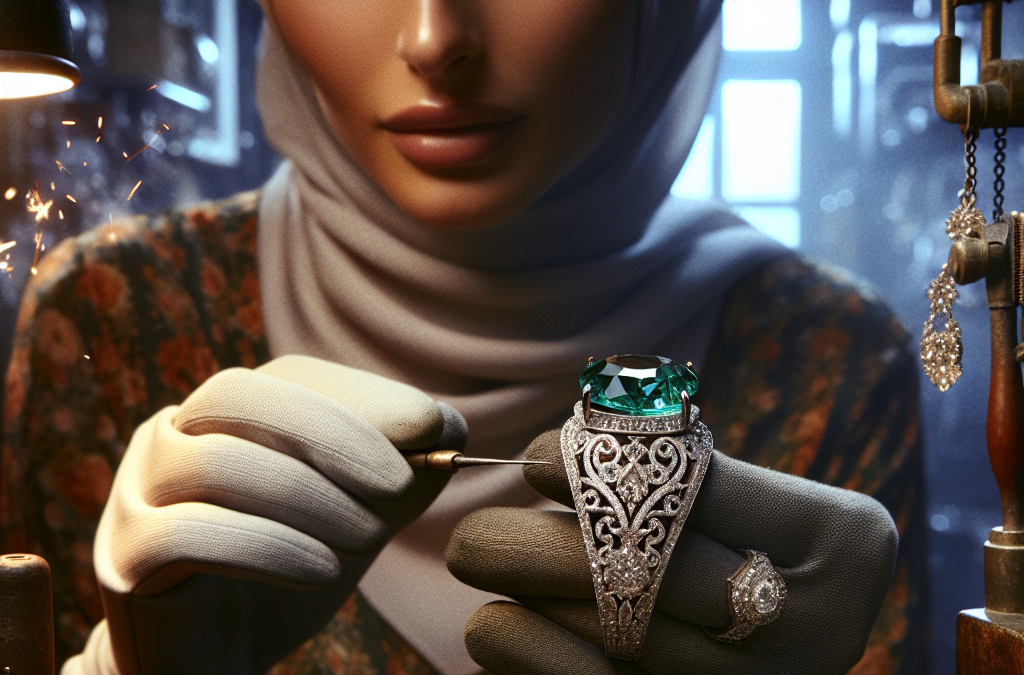 How do jewelers combine antique settings with modern gemstones?