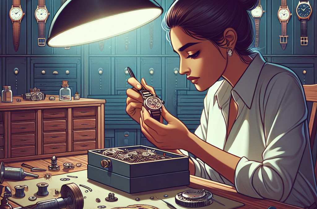 How do specialists authenticate components in vintage or luxury watches during servicing?