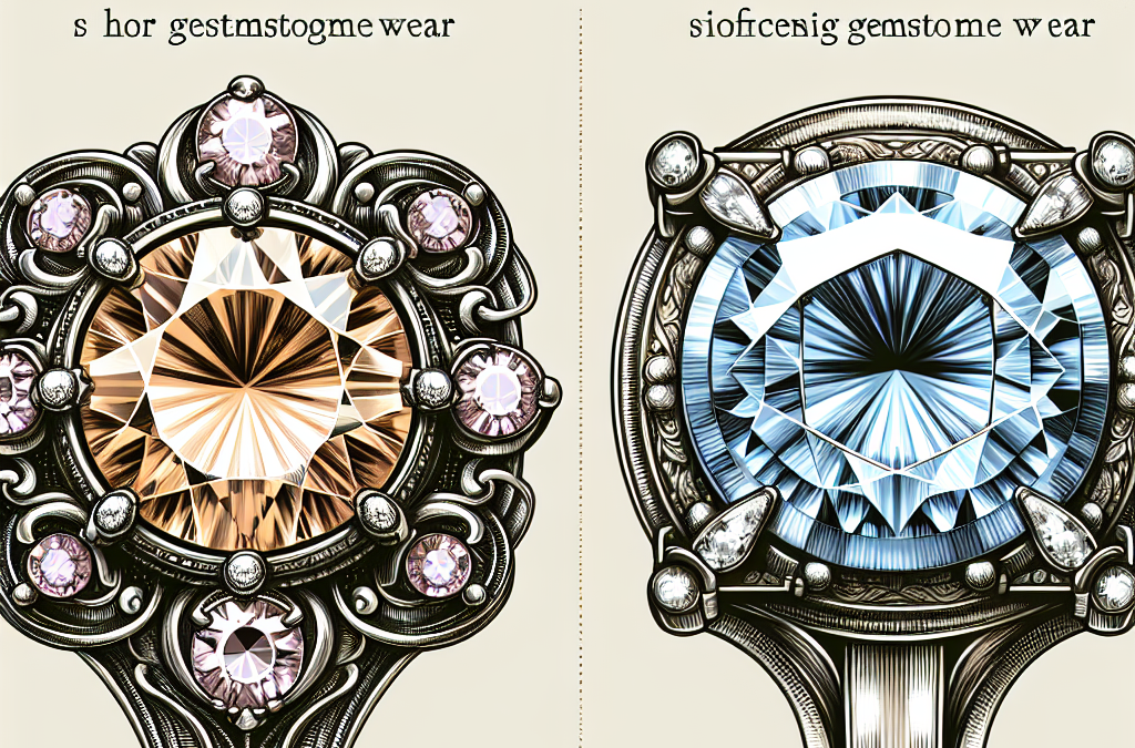 How does gemstone wear differ between antique and modern ring settings?