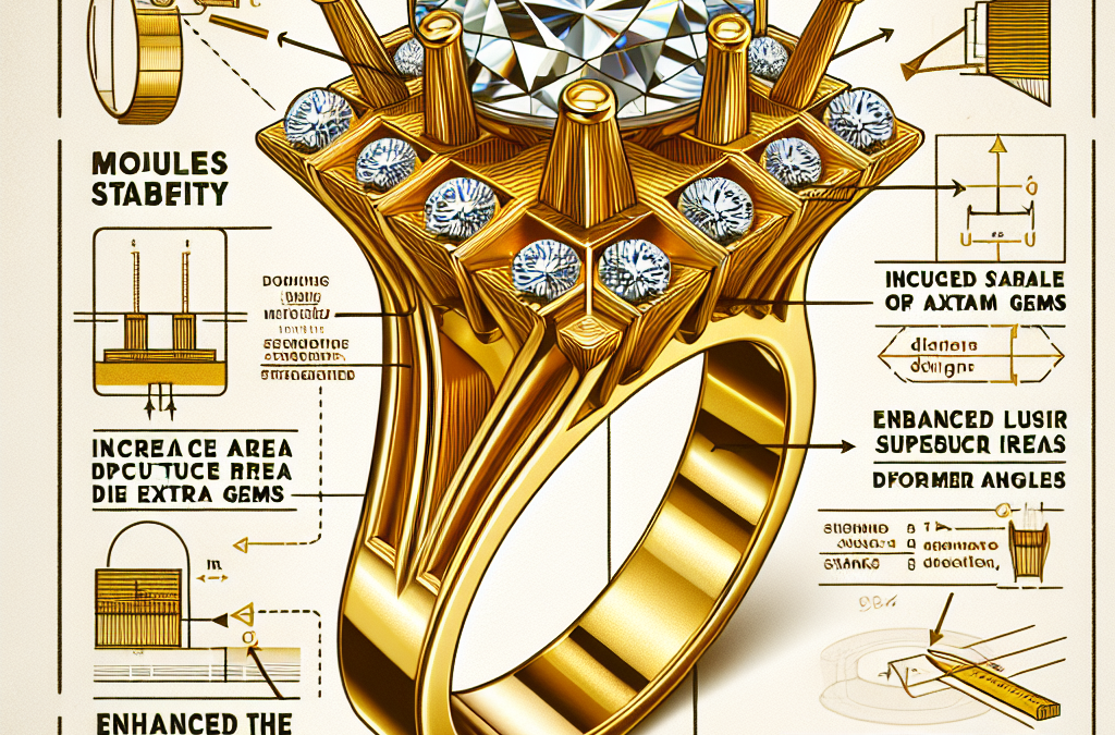 What are the mechanical benefits of double-shank designs in gold engagement rings?