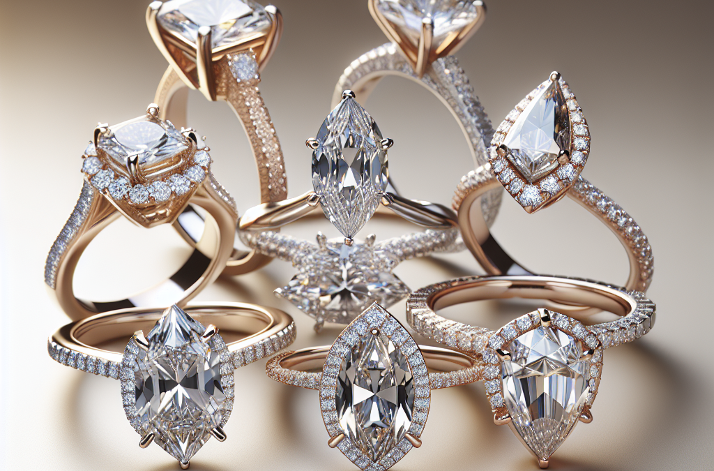 What setting types best showcase elongated diamond cuts in engagement rings?